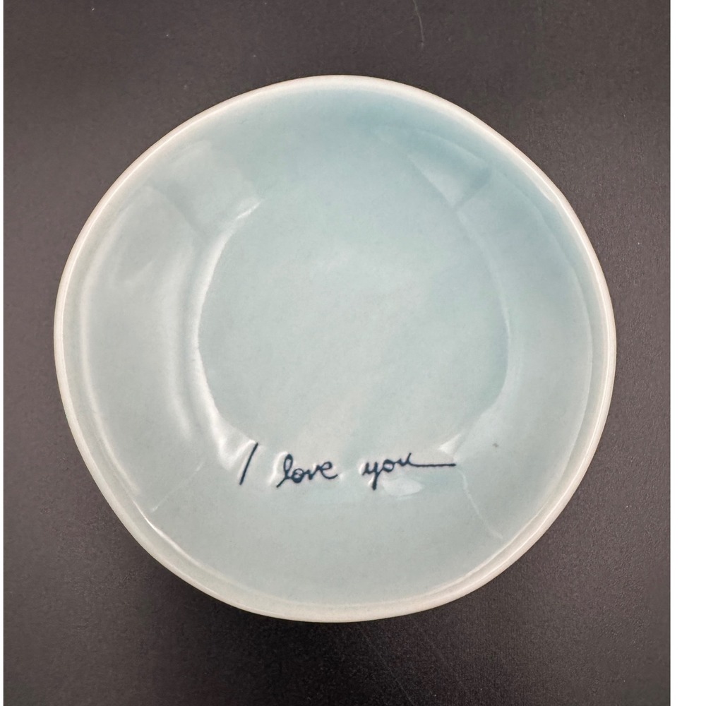 Hearth & Hand Magnolia I Love You Trinket Dish Blue Ceramic Ring Bowl 3 Inch